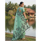 Generic Women's Linen Cotton Printed Saree With Unstitched Blouse 5.5Mtr (Rama Green)