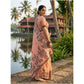 Generic Women's Linen Cotton Printed Saree With Unstitched Blouse 5.5Mtr (Orange)