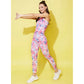 Generic Women's Polyester Lycra Printed Sleeveless Active Wear (Multicolor)
