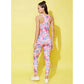 Generic Women's Polyester Lycra Printed Sleeveless Active Wear (Multicolor)