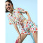 Generic Women's Polyester Floral Short Sleeve Co-Ord Set (Multicolor)