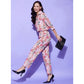 Generic Women's Polyester Floral 3-4th Sleeve Co-Ord Set (Multicolor)