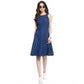 Generic Women's Denim Solid Sleeveless Dress (Blue)