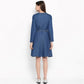 Generic Women's Denim Washed Regular Sleeves Dress (Blue)