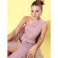 Generic Women's Polyester Lycra Solid Sleeveless Dress (Lavender)