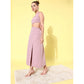 Generic Women's Polyester Lycra Solid Sleeveless Dress (Lavender)