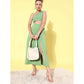 Generic Women's Polyester Lycra Solid Sleeveless Dress (Green)