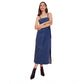 Generic Women's Denim Solid Shoulder Straps Dress (Blue)