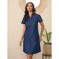 Generic Women's Denim Solid Sleeveless Dress (Blue)