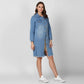 Generic Women's Denim Washed Long Sleeves Jacket (Blue)