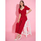 Generic Women's Polyester Lycra Solid Puff Sleeve Jumpsuit (Red)