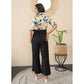 Generic Women's Polyester Floral Half Sleeves Jumpsuit (Multicolor)