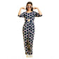 Generic Girl's Cotton Polka 3-4th Sleeve Jumpsuit (Multicolor)