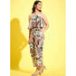 Generic Girl's Polyester Crepe Floral Sleeveless Jumpsuit (Multicolor)