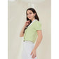 Generic Women's Cotton Striped Half Sleeve Shirt (Green - White)