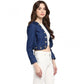 Generic Women's Denim Embellished Long Sleeves Shrug (Blue)