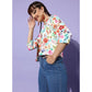 Generic Women's Polyester Floral 3-4th Sleeves Shrug (Multicolor)