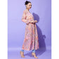 Generic Women's Polyester Floral Long Sleeves Shrug (Peach)