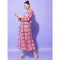 Generic Women's Polyester Check Long Sleeves Shrug (Pink)