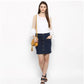 Generic Women's Denim Front Button Buttoned Skirt (Blue)