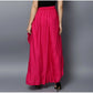 Generic Women's Rayon Ruffled Elasticated Skirt (Pink)
