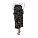 Generic Women's Georgette Chain Print Elasticated Skirt (Black-Cream)