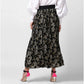 Generic Women's Georgette Chain Print Elasticated Skirt (Black-Cream)