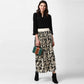 Generic Women's Georgette Chain Print Elasticated Skirt (Cream-Black)