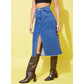 Generic Women's Denim Solid Buttoned Skirt (Blue)