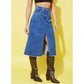 Generic Women's Denim Solid Buttoned Skirt (Blue)