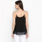 Generic Women's Polyester Embellished Shoulder Straps Top (Black)