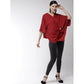 Generic Women's Polyester Solid Cape Sleeve Top (Red)