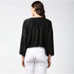 Generic Women's Polyester Pleated Balloon Sleeve Top (Black)