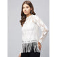 Generic Women's Lace Self Design Short Sleeve Top (White)