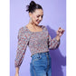 Generic Women's Polyester Floral Long Sleeves Top (Multicolor)