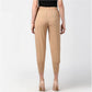 Generic Women's Polyester Solid Elasticated Trousers (Beige)
