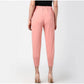 Generic Women's Polyester Solid Elasticated Trousers (Pink)