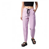 Generic Women's Coton Twill Solid Elasticated Trousers (Lavender)