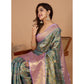 Generic Women's Jacquard Saree With Unstitched Blouse 5.5Mtr (Multicolor)
