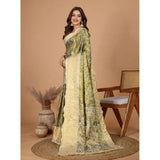 Generic Women's Jacquard Saree With Unstitched Blouse 5.5Mtr (Olive)