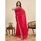 Generic Women's Georgette Printed Saree With Unstitched Blouse 5.5Mtr (Red)