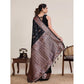 Generic Women's Jacquard Woven Saree With Unstitched Blouse 5.5Mtr (Black)