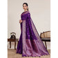 Generic Women's Jacquard Woven Saree With Unstitched Blouse 5.5Mtr (Purple)