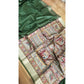 Generic Women's Tussar Silk Madhubani Saree With Unstitched Blouse 5.5Mtr (Green)