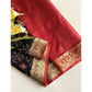 Generic Women's Raw Silk Ikkat Saree With Unstitched Blouse 5.5Mtr (Black)