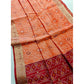 Generic Women's Raw Silk Ikkat Saree With Unstitched Blouse 5.5Mtr (Peach)