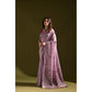Generic Women's Blended_Cotton Floral Saree With Unstitched Blouse 5.5Mtr (Lavender)
