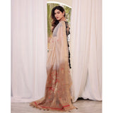 Generic Women's Blended_Cotton Woven_Motifs Saree With Unstitched Blouse 5.5Mtr (Light_Beige)