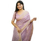 Generic Women's Silk_Blend Checked Saree With Unstitched Blouse 5.5Mtr (Lavender)