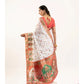 Generic Women's Faux_Banarasi Woven Motifs Saree With Unstitched Blouse 5.5Mtr (White)